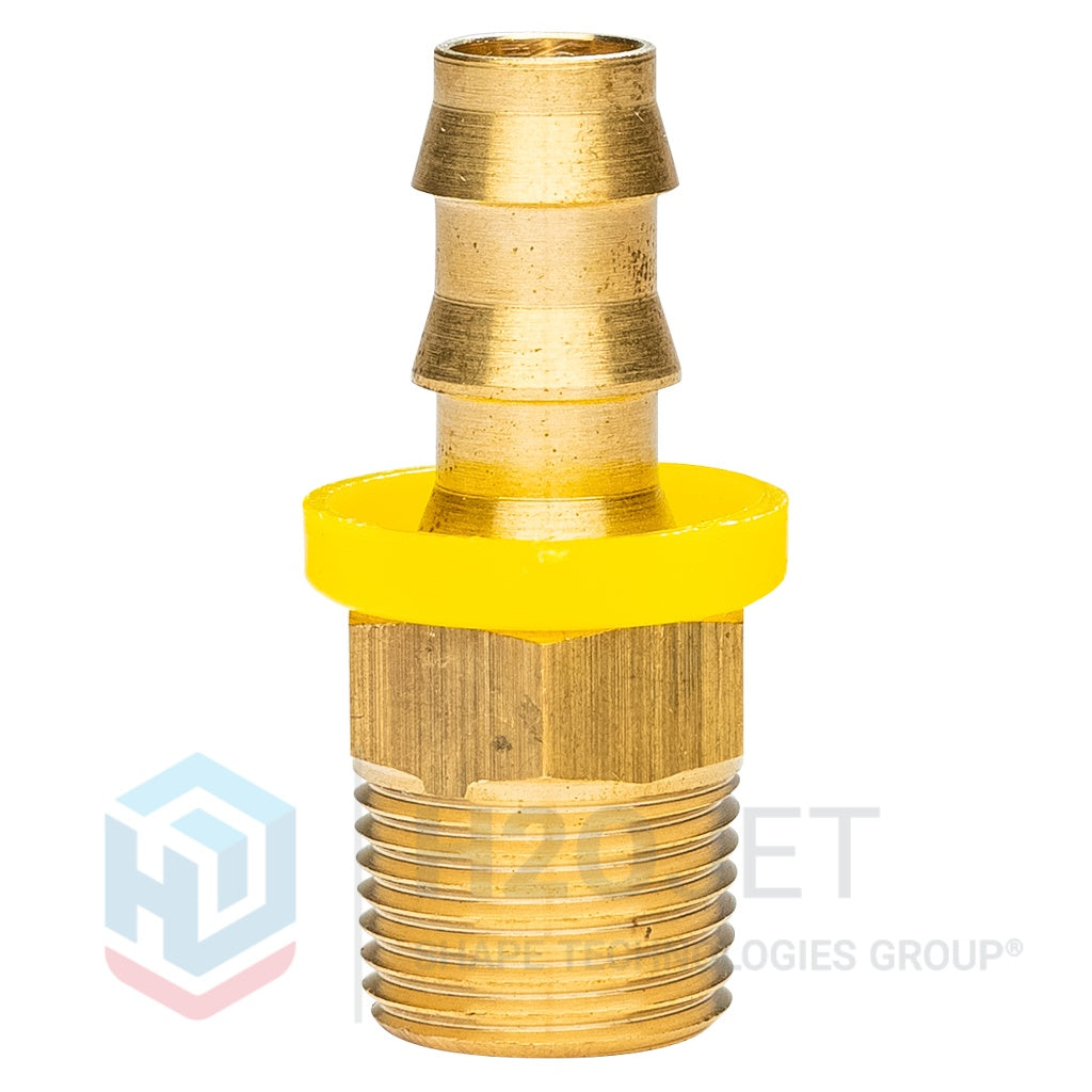 Push Lock Fitting, 3/8" NPT x 3/8" Barb, Brass